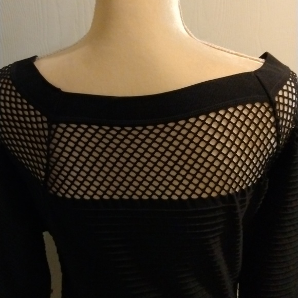 NWT Yelete Body Con Black Dress Size Large Sexy Mesh Cut outs - Picture 4 of 7